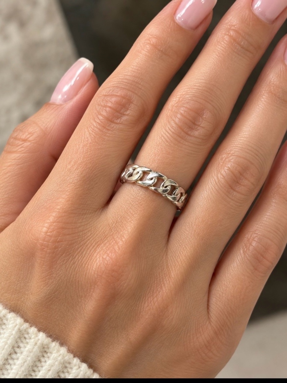 Sterling Silver Cuban Link Ring Band